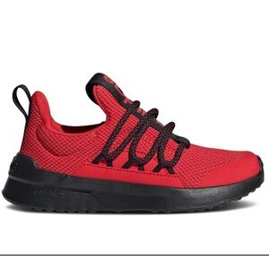 Adidas Boys size 2.5 Red & Black Slip-On Sneakers